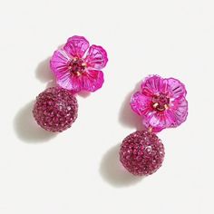 Tropical, Sparkly And Ultra-Vibrant. These Earrings Are Beyond Fun. Not Included: A Cluster Of Fruit To Wear On Your Head. Flamingo Pink Gold-Plated Brass Casting, Gold-Plated Steel Stamping, Glass Stone, Epoxy Stone, Titanium Post, Cubic Zirconia, Plastic. Import. New On Card Pink Elegant Flower Earrings For Valentine's Day, Elegant Pink Flower Earrings For Valentine's Day, Pink Flower-shaped Earrings For Valentine's Day, Pink Dangle Flower Earrings For Party, Pink Flower Earrings For Party, Rose Red Flower-shaped Earrings, Valentine's Day Rose Red Flower Earrings For Party, Pink Flower Earrings For Wedding And Valentine's Day, Pink Flower Earrings For Wedding On Valentine's Day