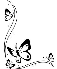 black and white butterflies flying in the air with swirly lines on it's wings