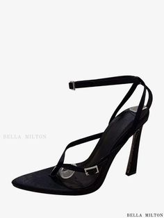 Bella Milton - Stylish Womens High Heel Sandals with Thong Detail and Ankle Strap Fall Heels, Black Stiletto Heels, Open Toe High Heels, Modern Shoes, Black Stilettos, Euro Style, Club Style, Heel Sandals, Womens High Heels