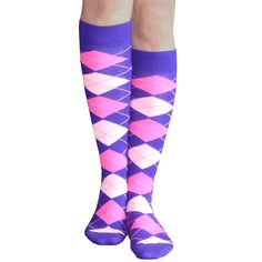 Neon Pink/Purple diamond argyle knee socks.  Accessorize your spring outfit with these fun argyle socks. White Knee High Socks, Sock Collection, Argyle Socks, Purple Diamond, Knee Socks, Knee High Socks, Fashion Socks, Neon Pink, Spring Outfit