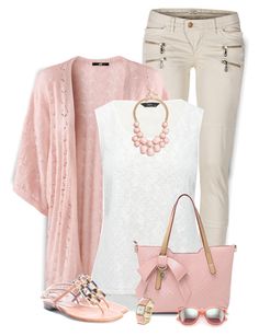 "Pink" by daiscat ❤ liked on Polyvore featuring H&M, M&Co, Hollywould, GUESS and Vince Camuto H&m Outfits, Guess Clothes, White Satin Pants, Light Pink Cardigan, Capsule Wardrobe Casual, I Love Pink, Shell Top, Satin Pants, Pink Cardigan