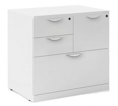 a white filing cabinet with three drawers