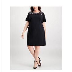 Embroidery Detailed Black Dress Spring Embellished Black Midi Dress, Spring Black Embellished Midi Dress, Embellished Black Midi Dress For Spring, Black Embellished Midi Dress For Spring, Elegant Black Embroidered Short Sleeve Dress, Elegant Black Short Sleeve Embroidered Dress, Black Embroidered Dress For Night Out, Elegant Black Embroidered Midi Dress, Black Embellished Short Sleeve Dress