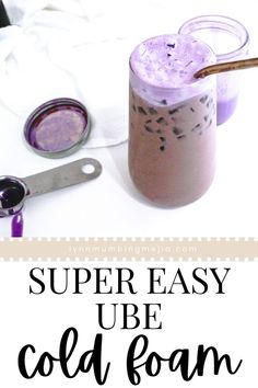 Easy Ube Cold Foam Iced Coffee or Cold Brew! | @lynnmumbingmejia Ube Extract Recipe, Good Coffee Recipes, Sweet Coffee Recipes, Ube Coffee, Ube Desserts, Cold Foam Recipe, Easy Coffee Drinks, Foam Recipe, Homemade Drinks Recipes