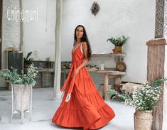 Red Cotton Sleeveless Vacation Dress, Red Cotton Maxi Dress For Summer, Sleeveless Orange Cotton Maxi Dress, Orange Sleeveless Cotton Maxi Dress, Long Maternity Dress, Boho Womens Clothing, Maternity Long Dress, Red Ochre, Bamboo Dress