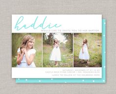 LDS Baptism Invitation - Haddie Lds Baptism Invitation, Baptism Pictures, Baptism Program, Baptism Announcement, Baptism Invitation Template, Baptism Invitations Girl, Photographer Templates, Baptism Photos, Birth Announcement Photos