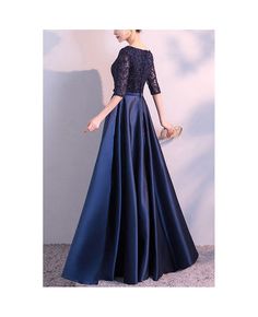 Get 10% off now! Buy navy blue long satin empire formal dress with half sleeves at cheap price online. Free stable shipping and pro custom service since 2009. Navy Homecoming Dress, Navy Blue Homecoming Dress, Sleeve Formal Dress, Blue Homecoming Dress, Dress Half Sleeve, Bridal Cap, Satin Formal Dress, Fancy Sapphire, Blue Homecoming Dresses