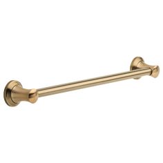 an image of a brass finish bathroom towel bar