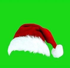 a red and white santa hat on green screen