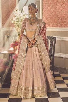 Buy Purple Lehenga And Dupatta Organza Hand Scallop Hem Work Set For Women by Vvani by Vani Vats Online at Aza Fashions. Pink Bride Lehenga, Sequins Lehenga Choli, Bride Lehenga, Sequins Lehenga, Organza Bridal, Organza Blouse