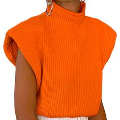 New Without Tags Women's Sleeveless Turtleneck Knitted Orange Sweater In Size Small. Smoke-Free, Pet-Free Home. Trendy Knit Vest Top For Winter, Sleeveless Fall Sweater Vest, Sleeveless Stretch Sweater For Winter, Sleeveless Knit Top For Fall, Stretch Sleeveless Sweater Vest For Winter, Trendy Sleeveless Spring Sweater, Fitted Sleeveless Fall Sweater, Casual Turtleneck Knit Vest, Stretch Vest Sweater For Fall