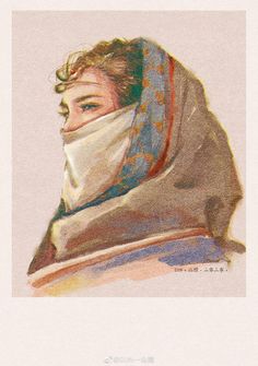 a drawing of a man wearing a scarf