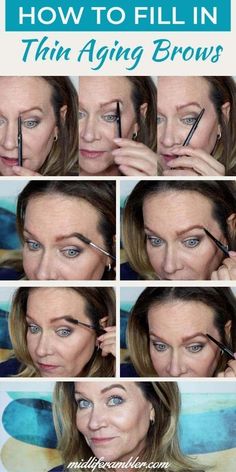 Learn how to shape and fill in your thinning, over-plucked eyebrows so that they look perfectly full and natural with step by step instructions and video tutorials! #eyebrowshaping #eyebrows #midliferambler Plucked Eyebrows, 60 Makeup, Makeup For Over 60, Makeup Wrinkles, Eyeshadow For Hooded Eyes, Hooded Eye Makeup Tutorial, Hooded Eyelids, Nose Makeup