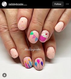 Cupcake Nail Art, 31 Birthday, 21st Birthday Nails, Birthday Nail Art, Birthday Nail Designs, Birthday Nail, Velvet Nails, Cute Gel Nails