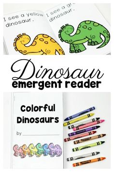 dinosaur emergent reader with crayons and markers