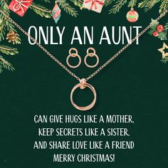 an image of a christmas card with the words only an aunt on it and presents