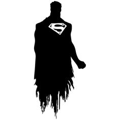 a black and white silhouette of a man with a superman symbol on his chest,