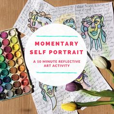 an art activity for kids to practice self portrait with markers and crayons on the table