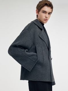 -100% wool -A-line fit -Casual wear Gleam fall and winter in this 100% virgin wool coat with a lustrous shine, cut in an inclusive A-line that effortlessly embraces all genders. Timeless and eco-chic with its large lapel and natural horn buttons. Perfect for layering over a luxurious cashmere piece and a symbol of chic for the modern wardrobe.100% Wool Lapel Unisex Short CoatGoodsNo: 1CCL6N450• Fit Type: Loose• Elastic: Non-elastic• Thickness: ThickMaterialsShell/Thick Pocket: 100%WoolExclusive Modern Pea Coat With Concealed Placket For Fall, Modern Fall Pea Coat With Concealed Placket, Modern Structured Outerwear For Fall, Modern Pea Coat With Hidden Button Closure For Fall, Modern Pea Coat With Hidden Buttons For Fall, Structured Wool Coat With Concealed Placket For Fall, Modern Long Pea Coat For Fall, Modern Oversized Pea Coat For Fall, Modern Cheongsam