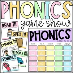 the phonics game show is filled with pictures and words to help students learn how to