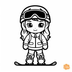 illustration of Skiing coloring sheet Colour In Pages, Snowman Couple, Free Skiing, Coloring For Kids