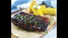 barbecue ribs and corn on the cob