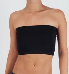 92% Nylon 8% Spandex One Size Fits Most (Sizes 4-12) Bandue Top, Black Bandeau, Sleeveless Tops Summer, Strapless Bandeau, Pretty Style, Bandeau Top, Tube Top, Passion For Fashion, Strapless Top