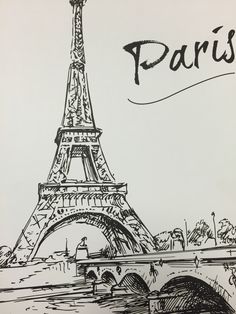 a drawing of the eiffel tower in paris