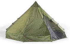 a green tent sitting on top of a white floor