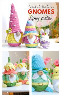 Winter is on my head, but eternal spring is in my heart.
Have people remember you! Bring a smile to people’s faces. Crochet gifts that bring a lot of positive vibes with them!
In this book you will find instructions on how to crochet 11 spring gnomes and a couple of other projects
The patterns are easy to read and even easier to follow. Each one includes a clear description along with illustrations. For added convenience, some steps even have video instructions available to view. Free Crochet Gnome Pattern Amigurumi, Crochet Gnomes Pattern Free, Gnomes Spring, Easter Crochet Patterns Free, Crochet Gnomes, Crochet Gnome, Octopus Crochet Pattern, Toys Design, Crochet Book