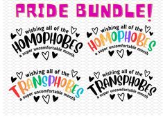 pride bundle with hearts and words