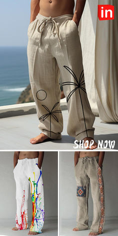 Men's Trousers Summer Pants Beach Pants Drawstring Elastic Waist 3D Print Coconut Tree Graphic Prints Comfort Casual Daily Holiday Streetwear Hawaiian Pink Blue Home Wear Men, Beach Wear For Men, Persian Clothes, Summer Outfits Men Beach, Mens Trouser, Mens Beach Pants, Boho Men Style, Holiday Streetwear, Japanese Mens Fashion