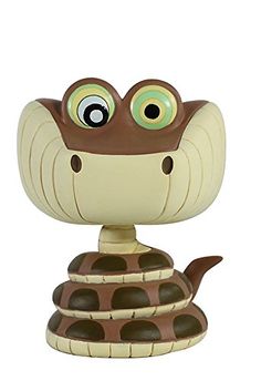 a close up of a figurine of a snake with big eyes and brown stripes