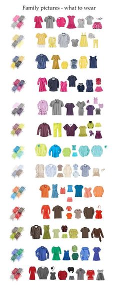 an image of different colored shirts and pants on the same page, each with different colors