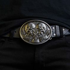 Accessorize your outfit with a Wornstar Belt Buckle. #wornstar #wornstarclothing #tilldeathdouspart #beltbuckle #outfitaccessories Wornstar Clothing, Skull Belt Buckle, Skull Belt, Rock Clothing, Aging Metal, Rockstar Jeans, Cowboy Belt, Rock Outfits, Belt Accessories