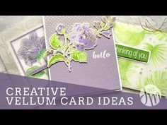 some cards with flowers on them and the words creative card ideas written in white ink