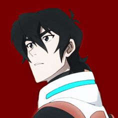 an anime character with black hair and blue eyes