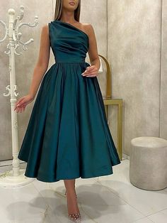 Formal Midi Dress Classy, Outstanding Outfits, High Split Dress, Split Prom Dresses, Cheap Cocktail Dresses, Cocktail Dresses Online, A Line Cocktail Dress, Dinner Dress Classy, Fall Wedding Guest