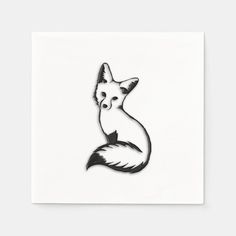 a black and white drawing of a fox