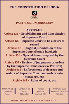 the constitution of india, part v union judiciary article 123 - establishment and convention of supreme court to be a court of rights