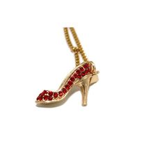 High Heel With Necklacehigh Heel Pendant - Has Shinny Red Stones Includes A 22" Necklace That Is Gold Filled Over Stainless Steel 24k Gold Filled Pendant Measures 1 1/2" Necklace Measures 22" Tacones Zapato Con Cadena Medalla De Zapato Tacon - Tiene Piedras Rojas Incluye Cadena De 22" De Oro Laminado/Chapeado Es De 24k Oro Laminado/Chapeado Medalla Mide 1 1/2" Cadena Mide 22" Swarovski Pearl Necklace, Vintage Gold Necklace, Triple Layer Necklace, Layered Choker Necklace, Red Stones, Arrowhead Necklace, New Shoe, Key Pendant Necklace, Chanel Necklace