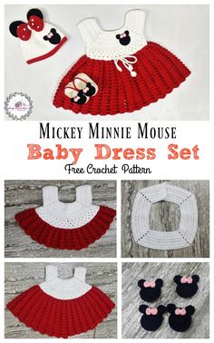 mickey mouse crochet baby dress set with matching accessories