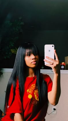 Chinese Bangs Black Women, Straight Weave Hairstyles, Sew Ins, Mirror Pics, Black Girls Hairstyles, Aesthetic Hair