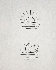 the sun and moon are drawn on paper