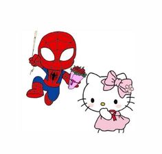 an image of hello kitty and spiderman