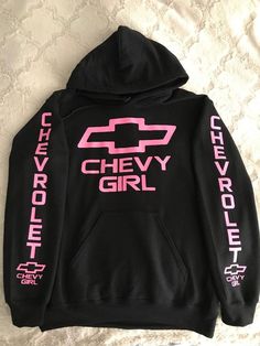 Chevy Pink Logo Women Hoodie, just in time for the winter. Brand is Gildan, Handmade..    And every Hoodie is made to order. Many different colors upon request Make sure to message me with the color you want. Cute Outfits With Leggings, Western Style Outfits