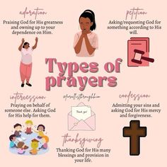 the types of prayers for children and adults with pictures on them, including an image of