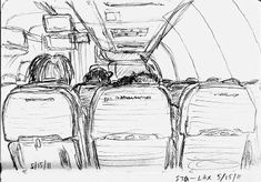 a drawing of the inside of an airplane