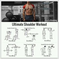 an image of a man doing the ultimate shoulder workout with instructions on how to do it