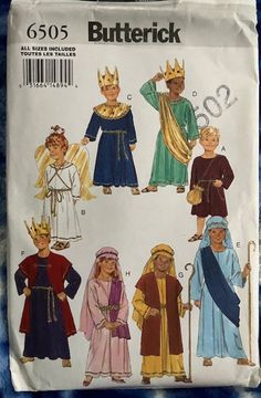 an image of children's costumes in different colors